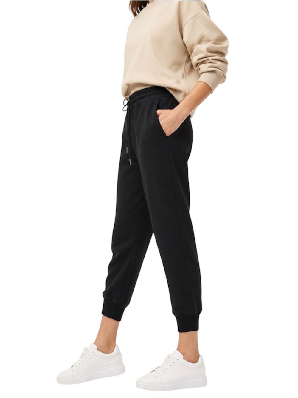 Aritzia Wilfred Crepette Buffon Black Joggers S Cropped Athleisure Casual Pants